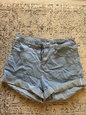 Women’s Light Blue Denim Roll-Cuff Shorts